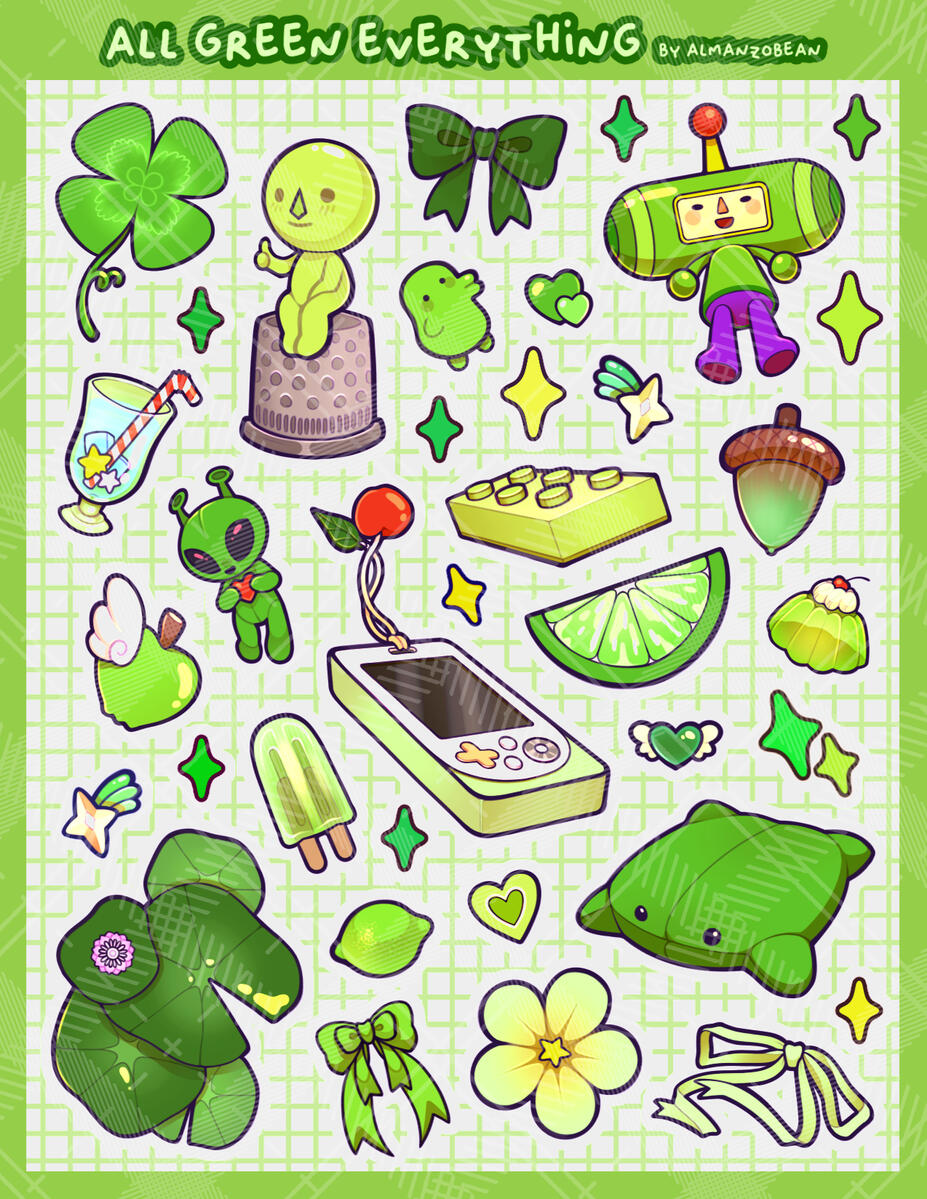 all green everything sticker sheet