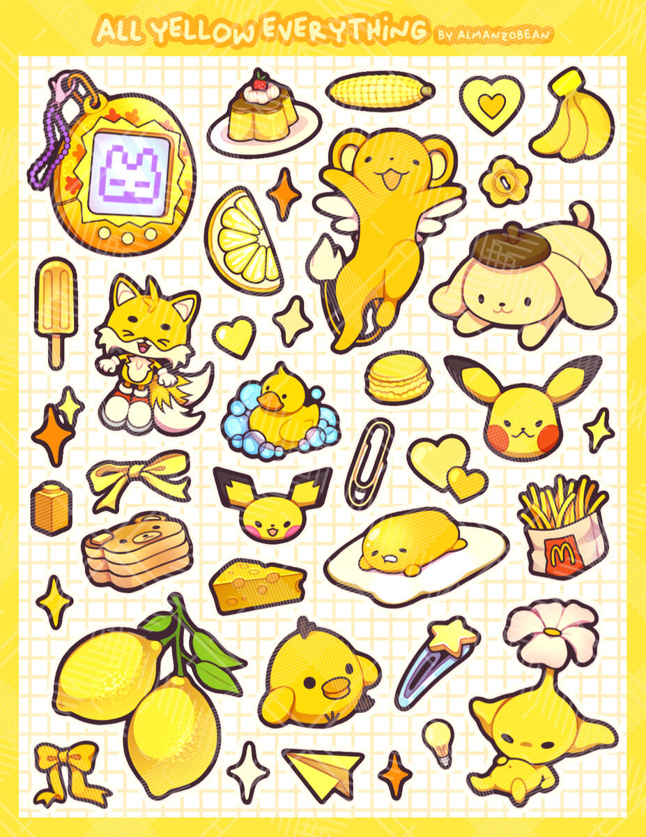 all yellow everything sticker sheet